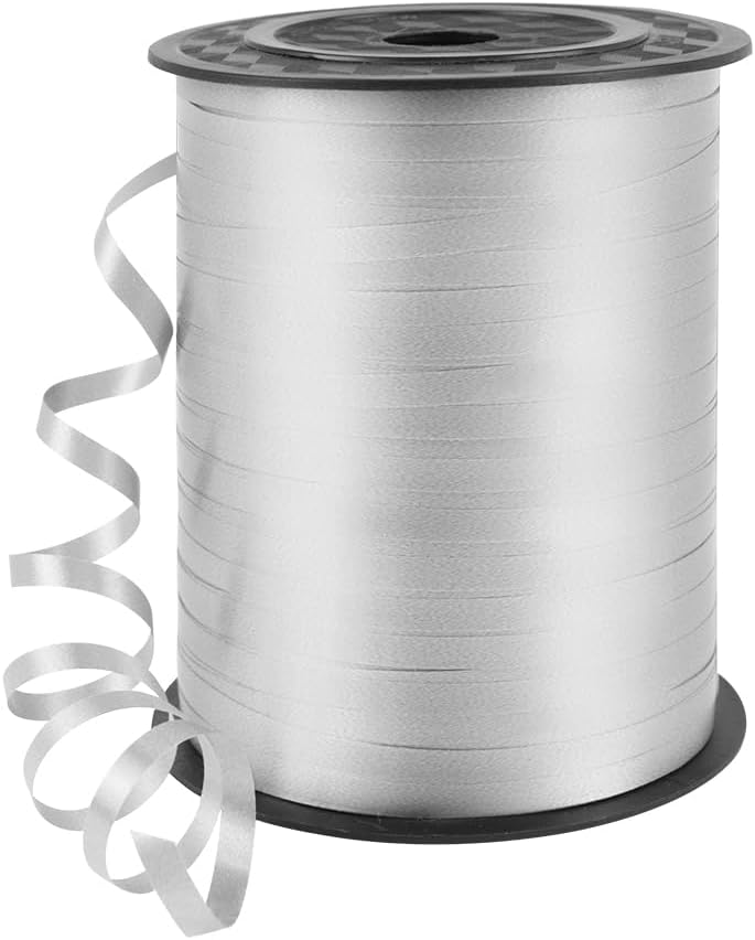 HimBen 500 Yards Curling Ribbon for Gift Wrapping, 3/16" Balloon String for Christmas Valentine Birthday Wedding Party Festival Decoration, Crafts, Flower Bouquet(Solid Silver) - Image 1